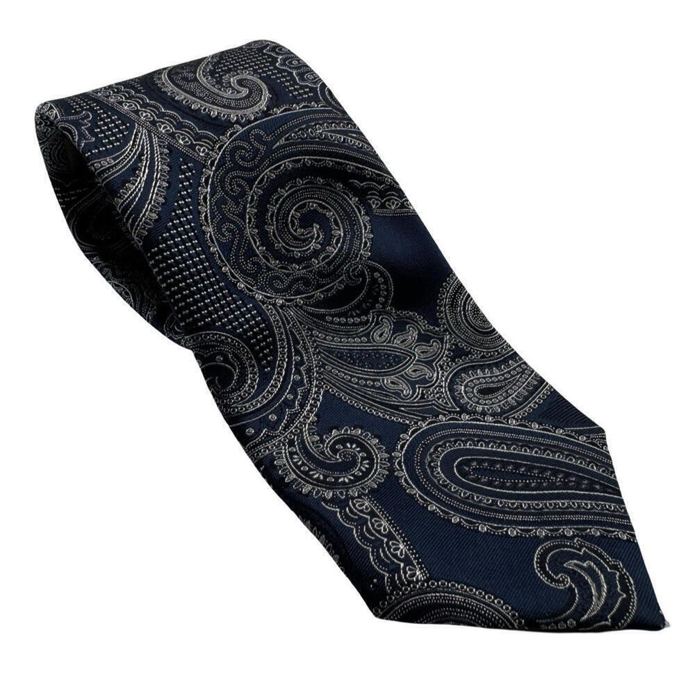 Canali Silk Neck Tie Paisley Blue